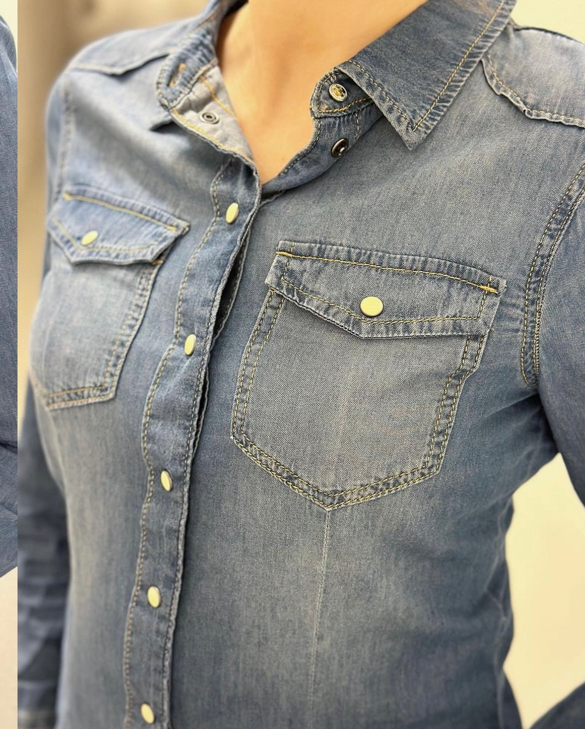 ONLY - ALEXA L/S DNM SHIRT ANA - MEDIUM BLUE DENIM