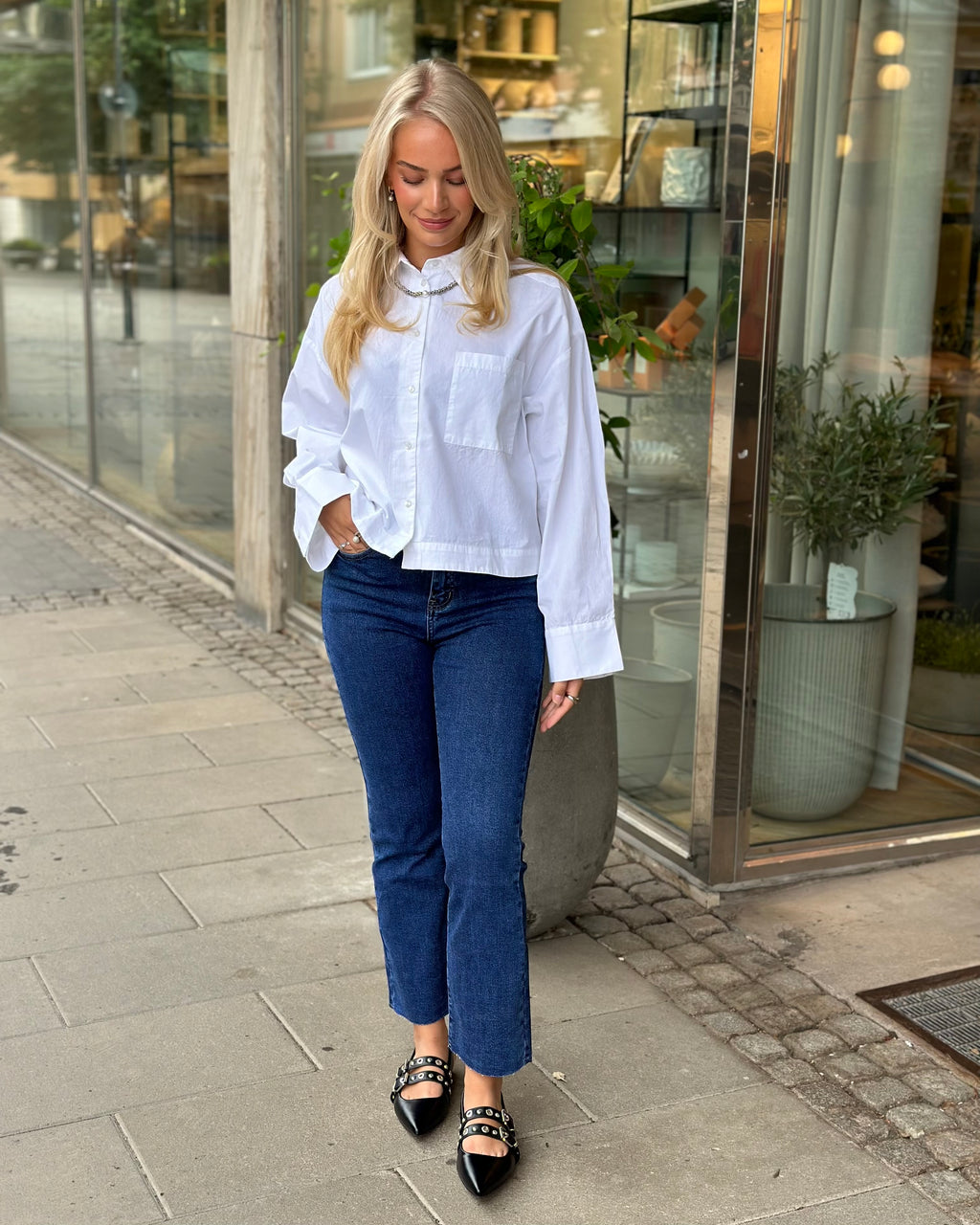 COSY HOUSE - FLARED JEANS - DARK BLUE DENIM Y6306D#