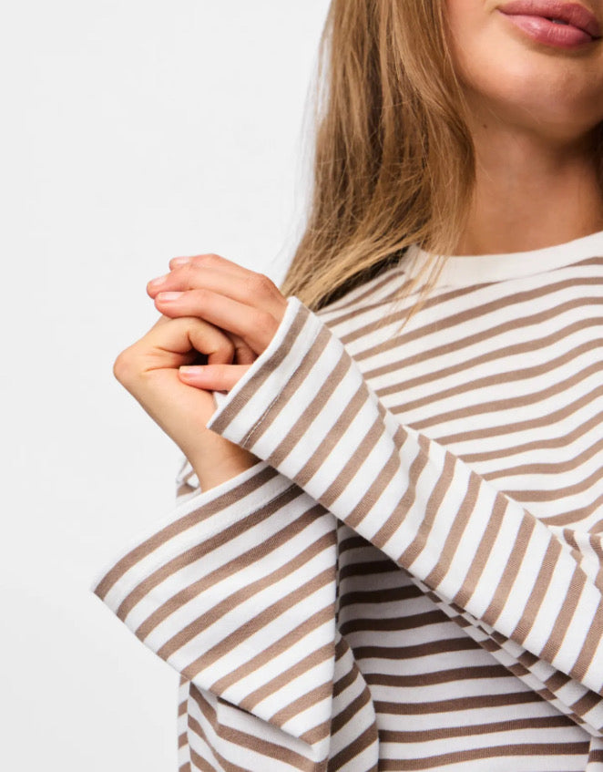 PIECES - SADIE LS TOP - CLOUD DANCES/FOSSIL