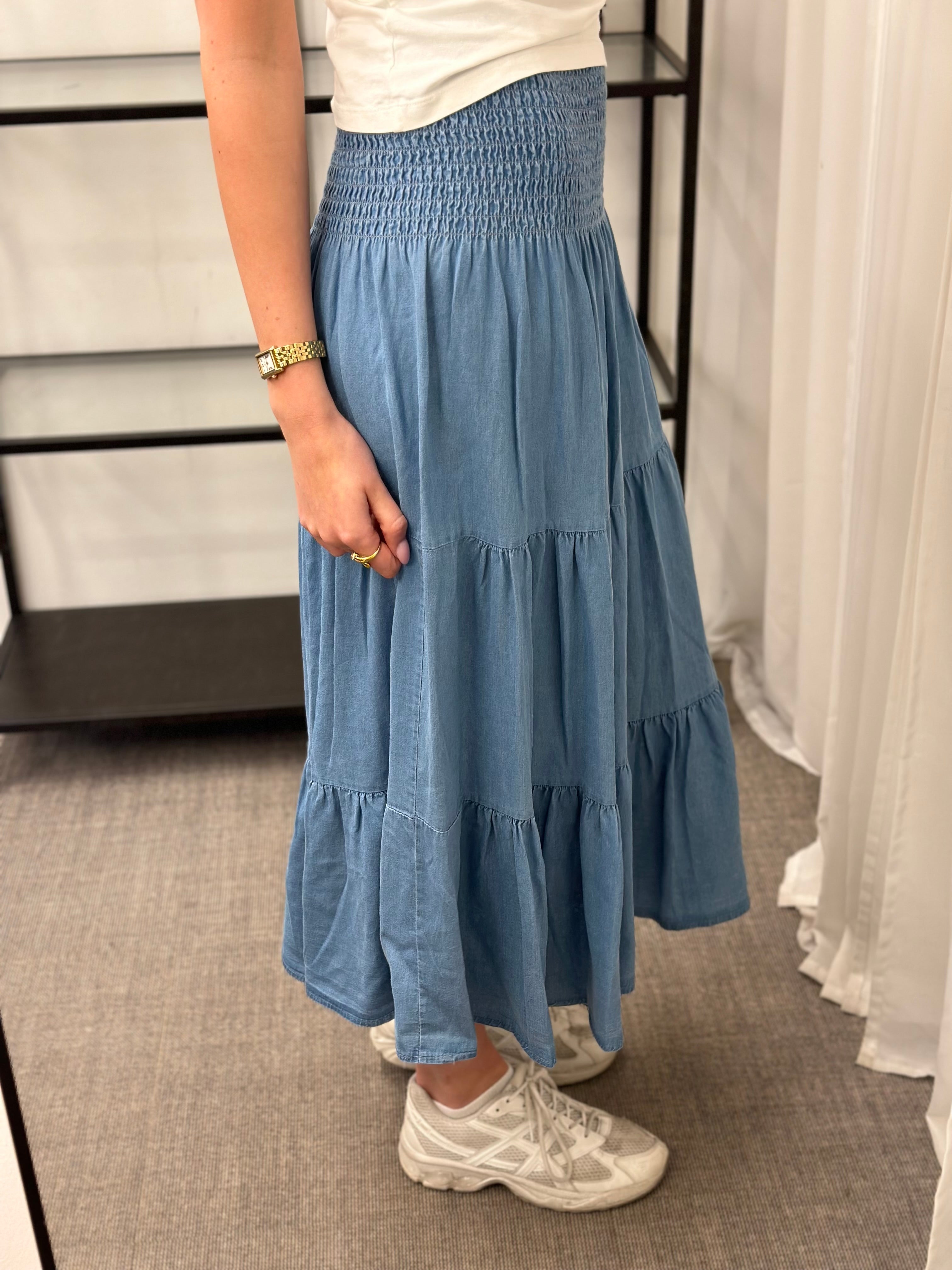 COSY HOUSE - SMOCK KJOL - LIGHT BLUE DENIM