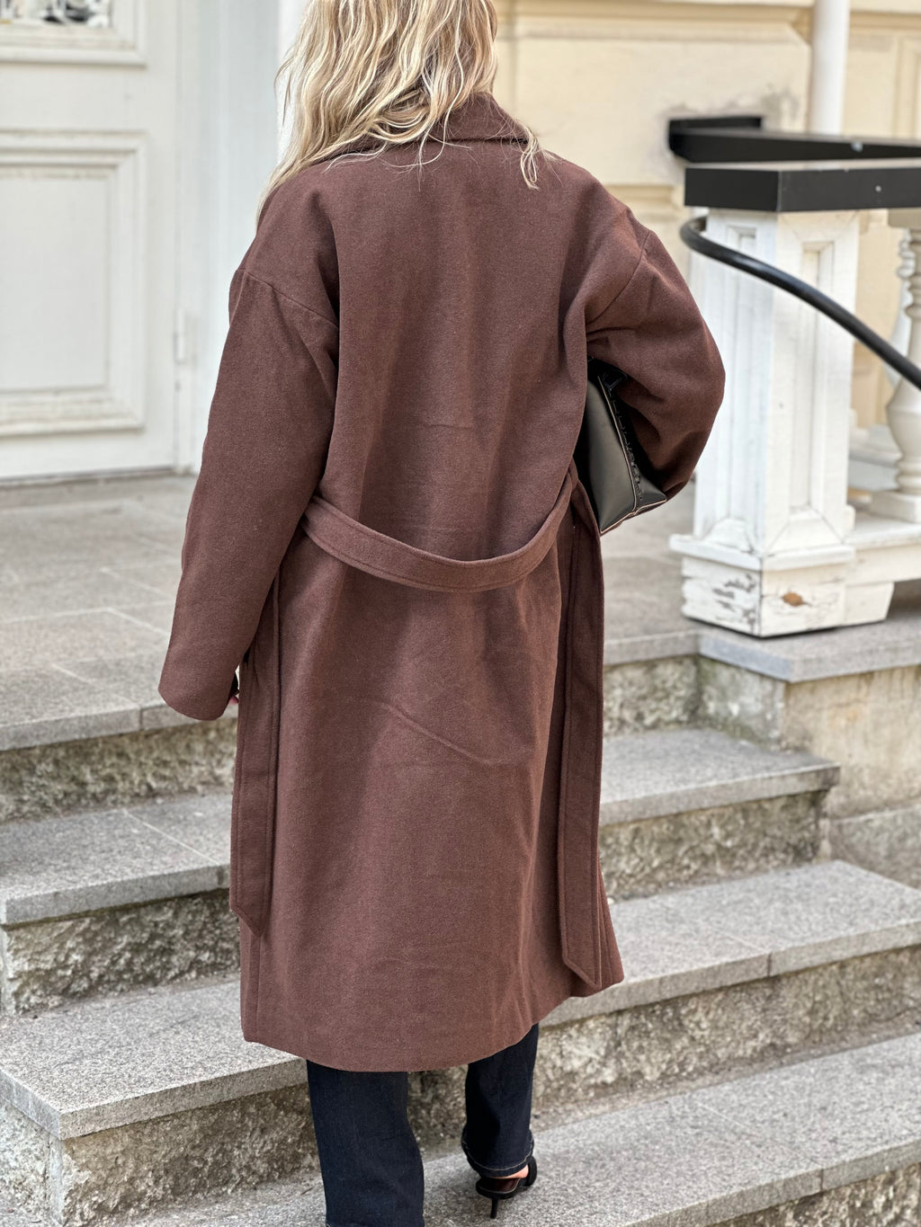 SOAKED - NUBIA BELTED COAT 30409400 - POTTING SOIL MELANGE
