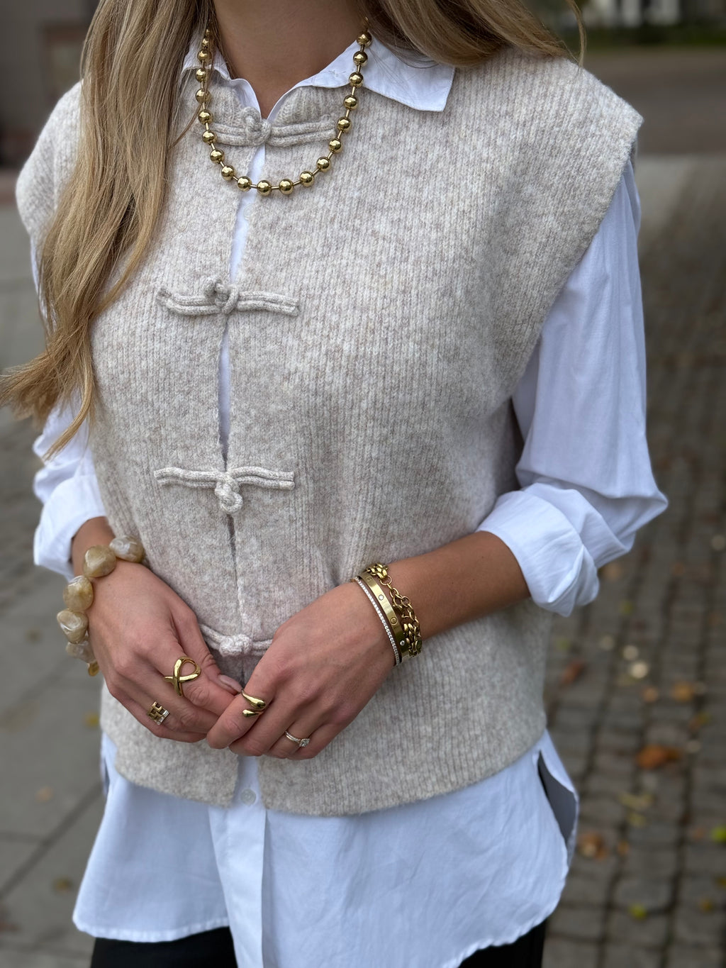 MARTA - CELESTIA KNIT VEST 9980 - BEIGE