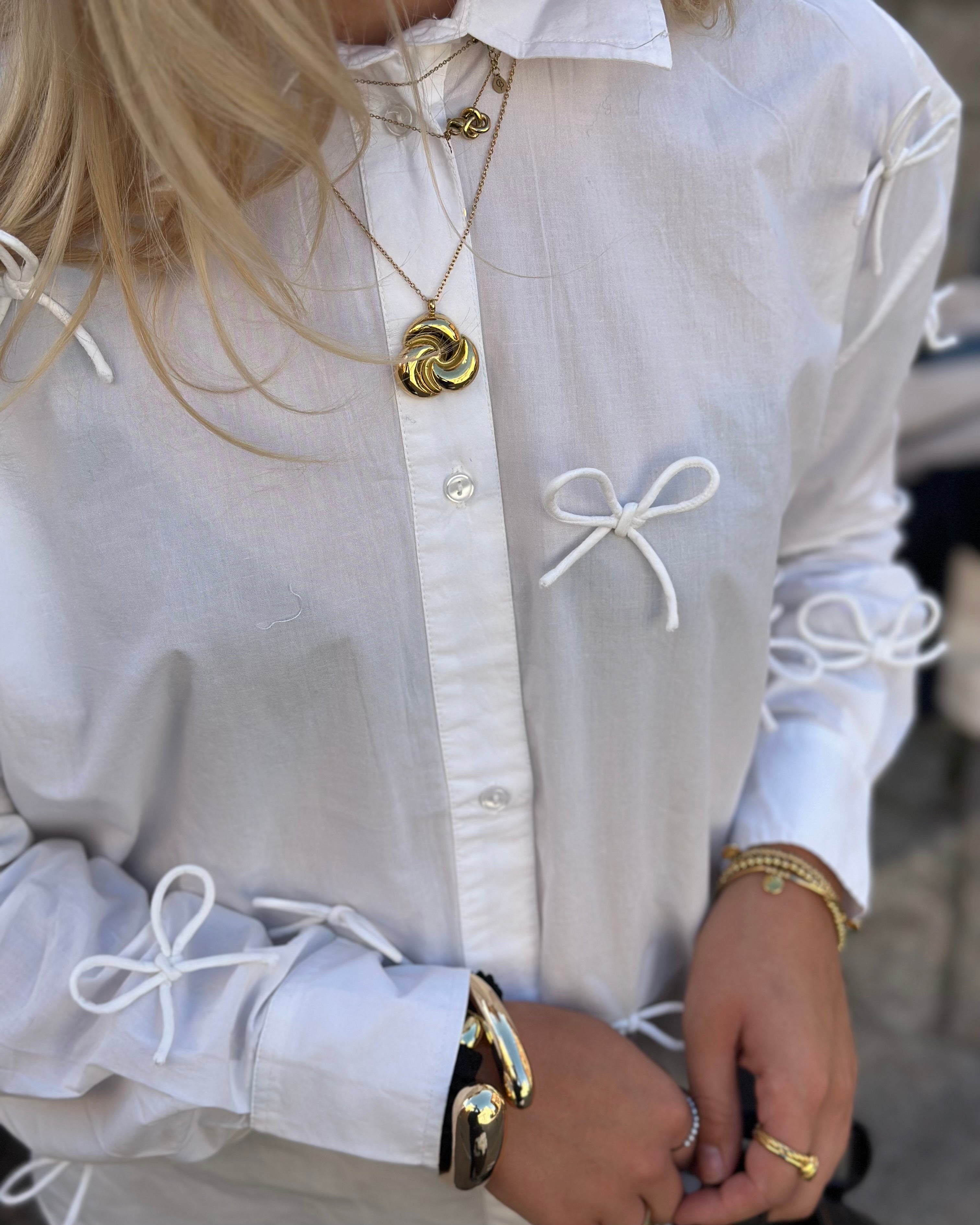 SOAKED - JOA BOW SHIRT LS - BROKEN WHITE