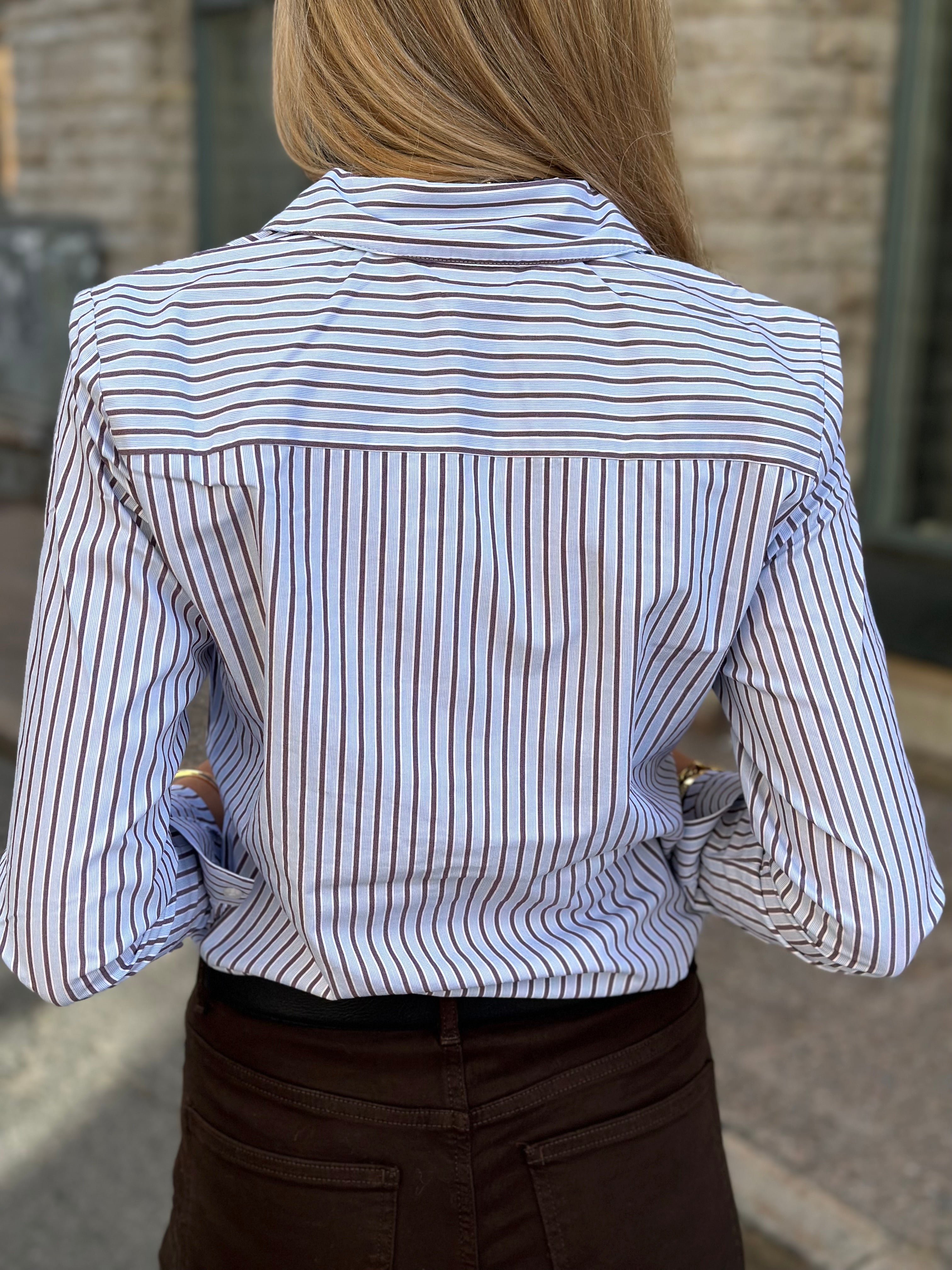 JDY - MIO L/S SHIRT - CASHMERE BLUE CLOUD DANCER AND BROWN