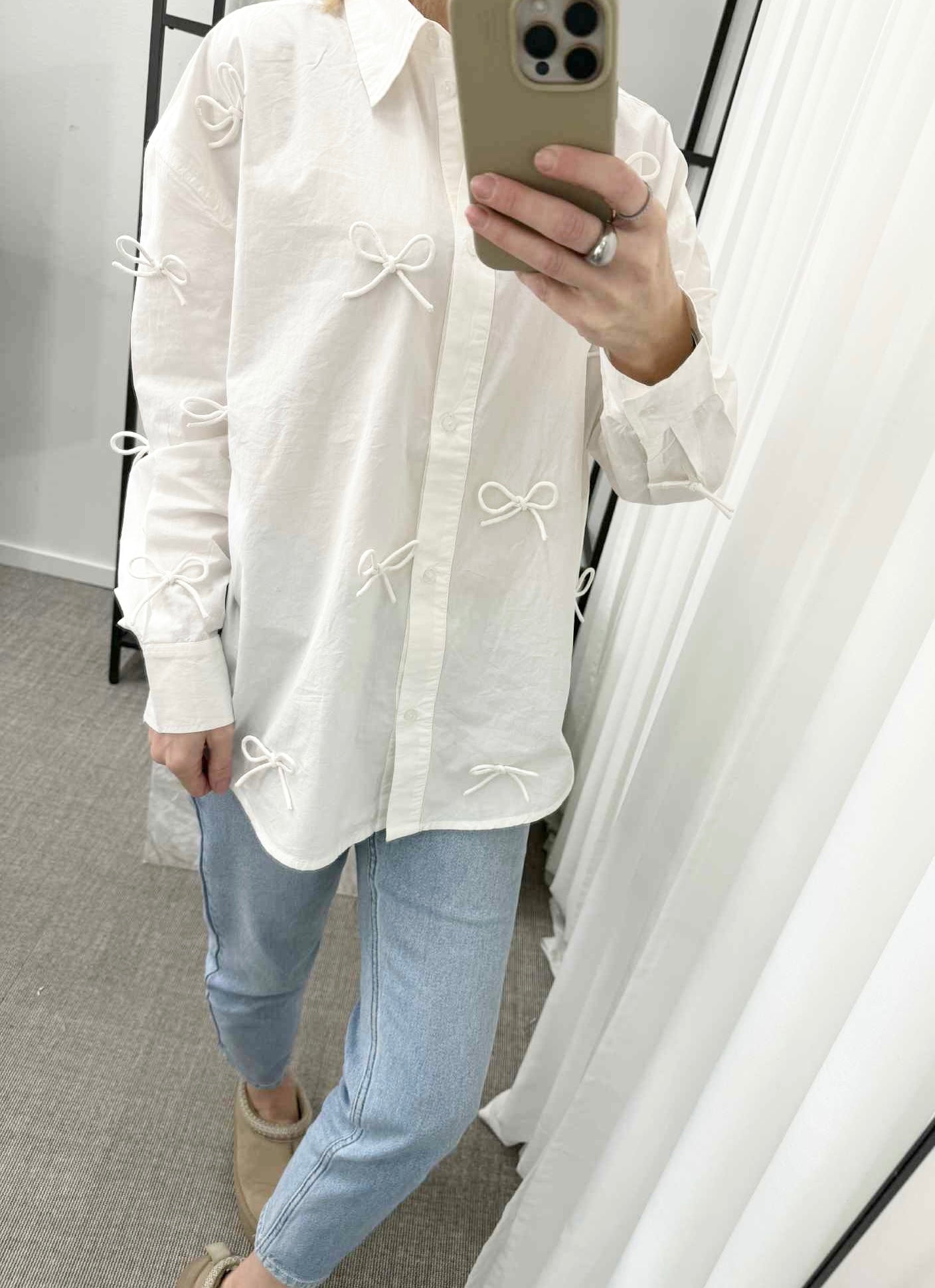 SOAKED - JOA BOW SHIRT - BROKEN WHITE