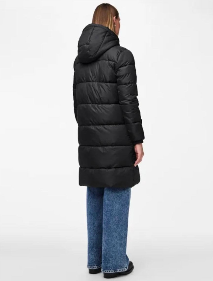 PIECES - BEE LONG NEW PUFFER JACKET - BLACK