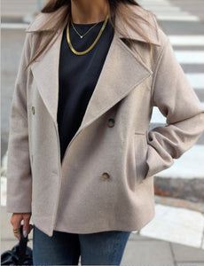 SELECTED FEMME - ALMA WOOL BLEND JACKET - SANDSHELL/MELANGE