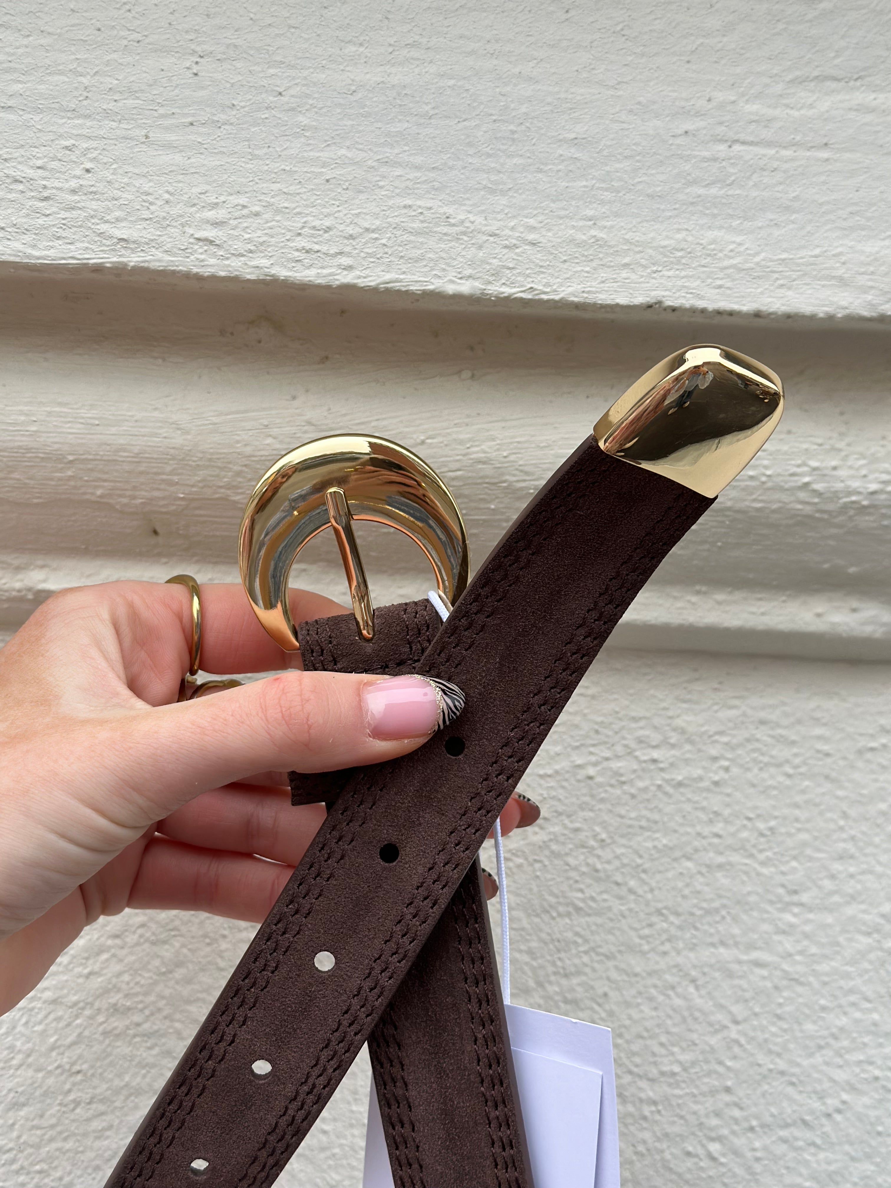 PIECES - BIRIA SUEDE JEANS BELT - COFFEE QUARTZ