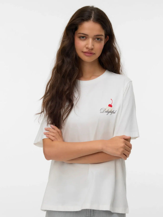 VEROMODA - ZANDRA CATY SS TOP BOX - SNOW WHITE/CULINARY