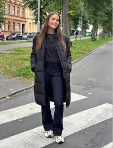 PIECES - NEW LONG PUFFER JACKET - BLACK