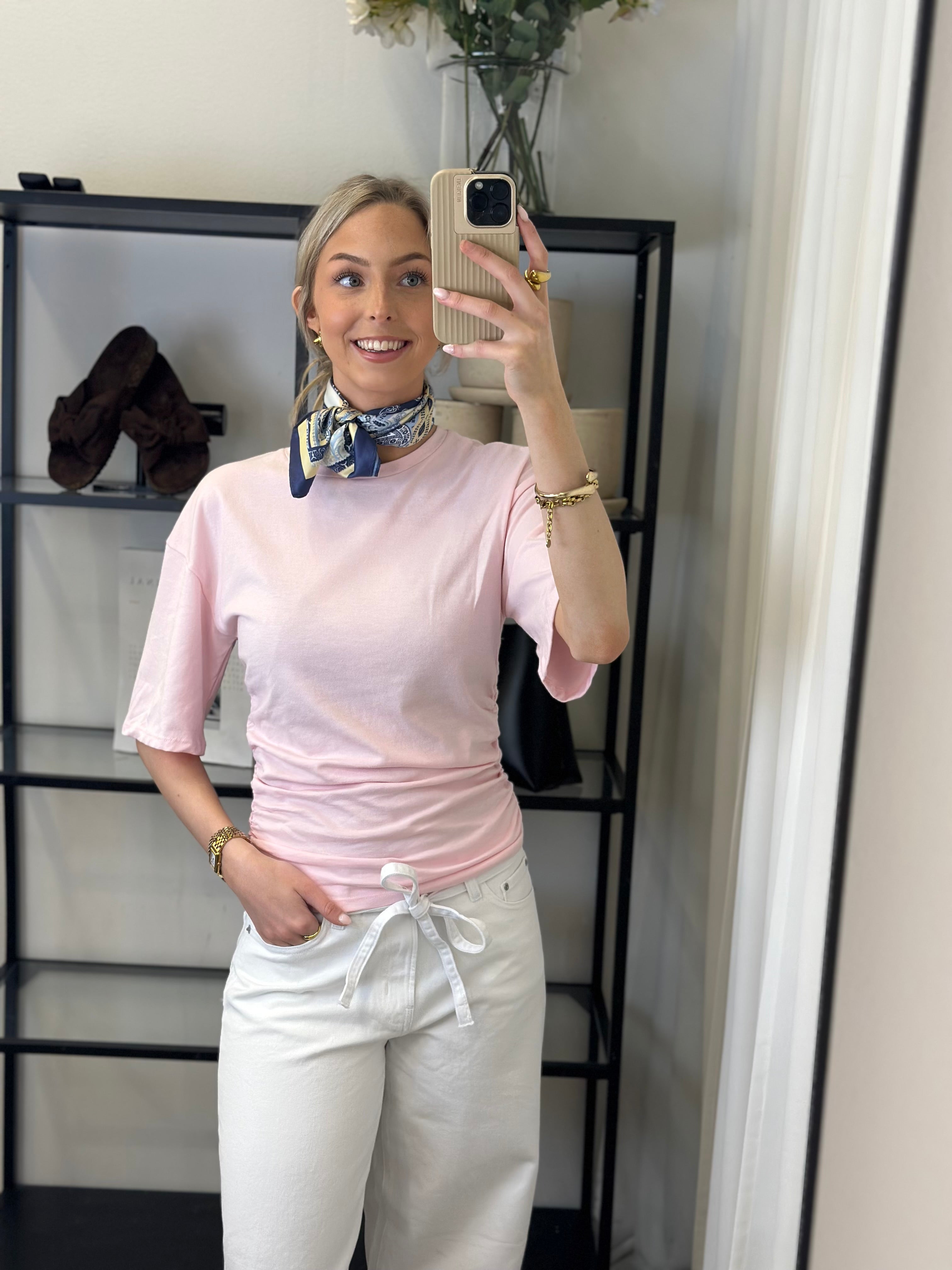 AWARE - NAVARO 2/4 O-NECK TOP - PINK-A-BOO