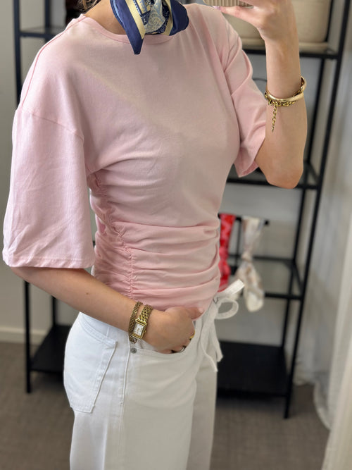 AWARE - NAVARO 2/4 O-NECK TOP - PINK-A-BOO