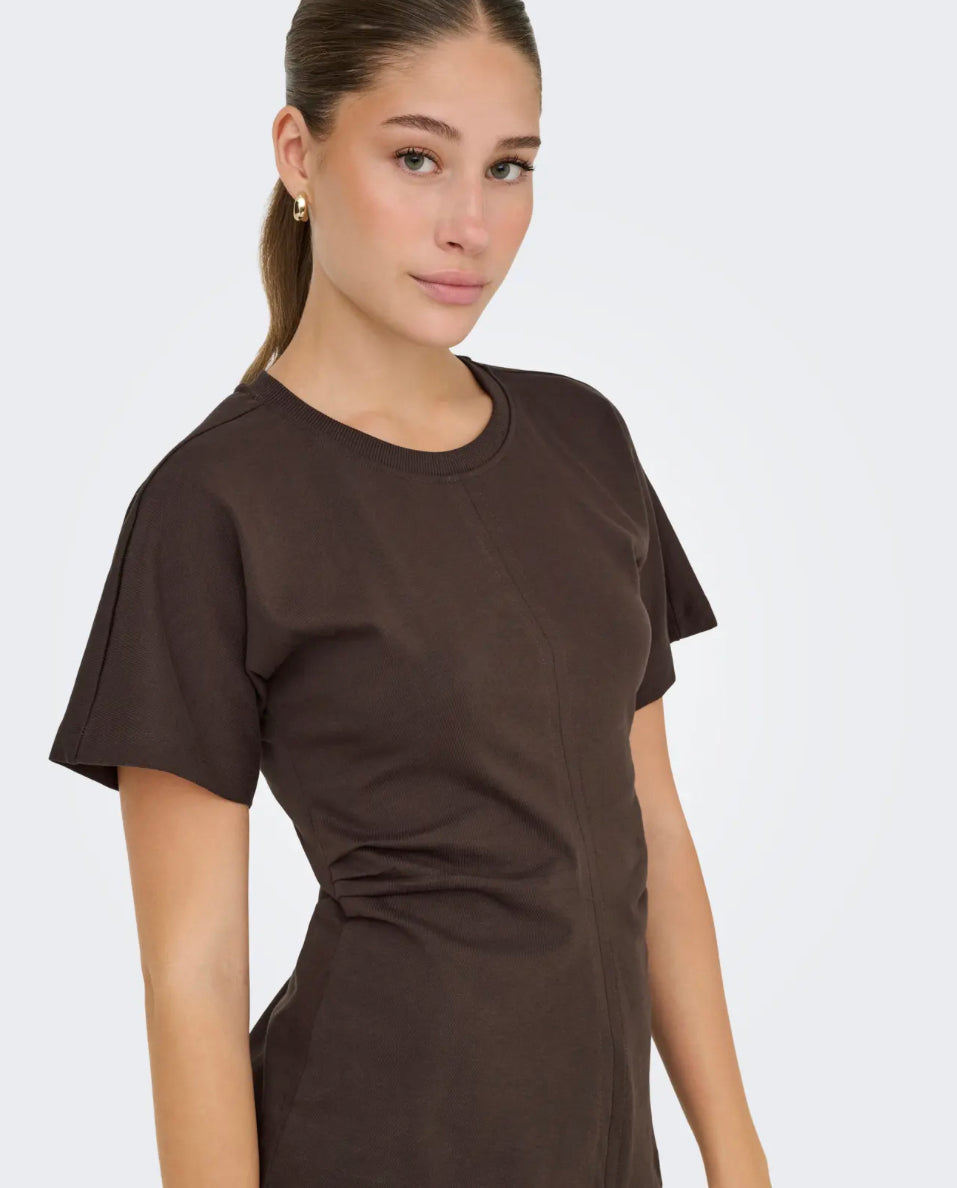 ONLY - MARIE LIFE S/S RUCHING TOP - SEAL BROWN