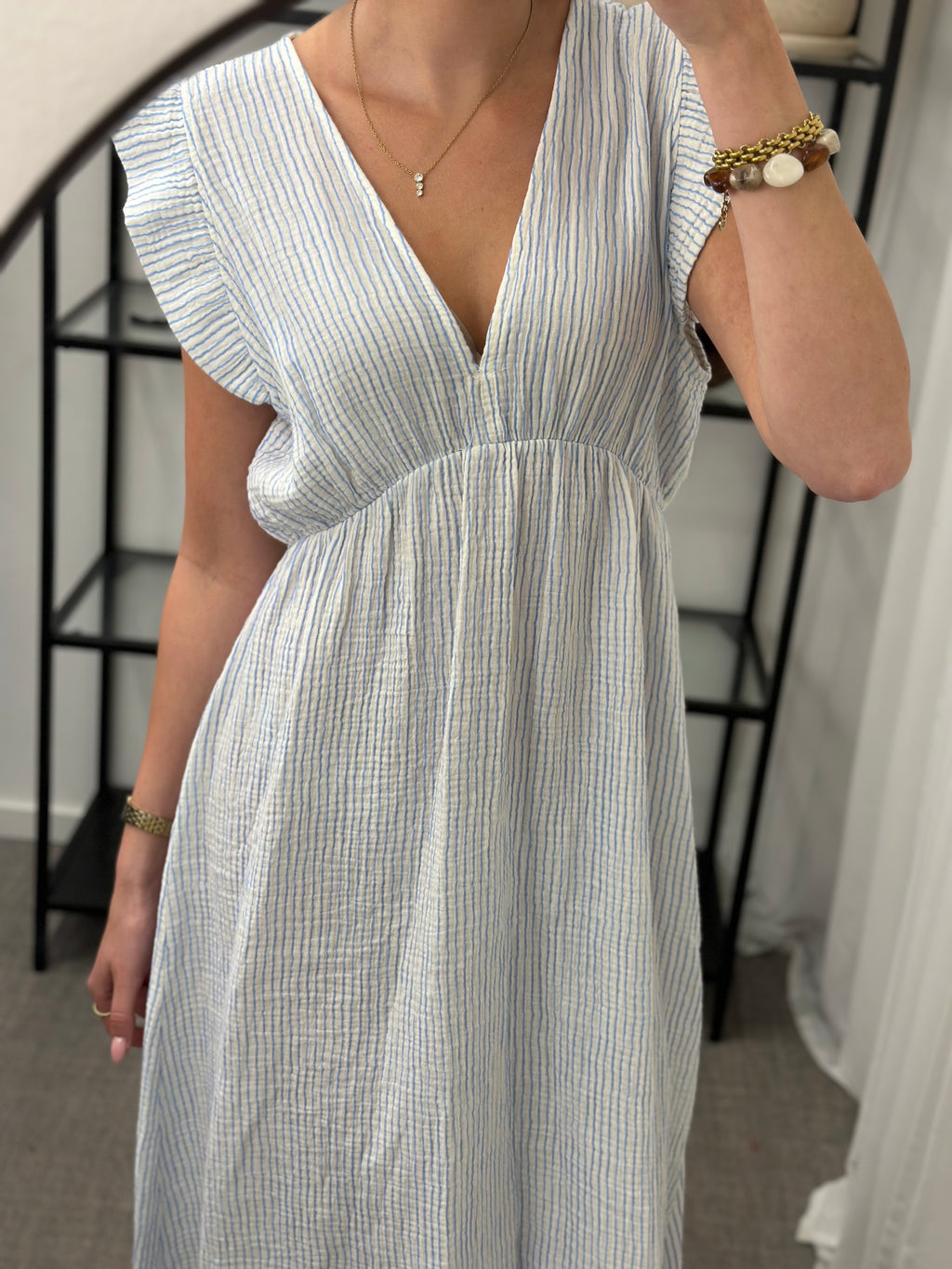 JÖRLEVIK - STRIPE DRESS - WHITE/BLUE