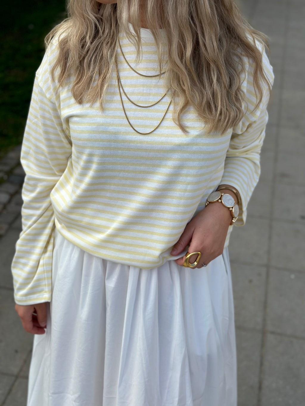 PIECES - SADIE LS TOP - BRIGHT WHITE/FRENCH VANILLA