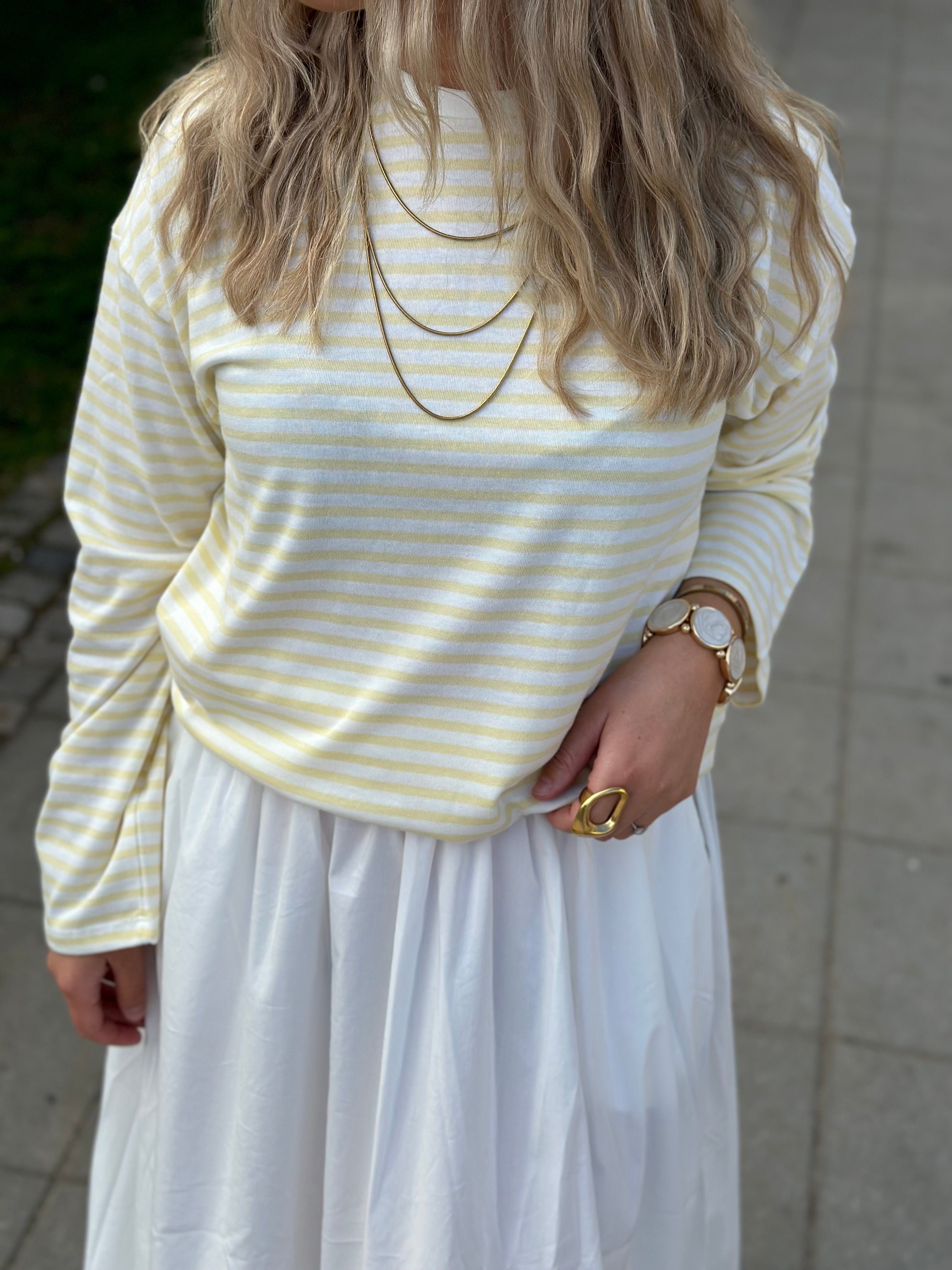 PIECES - SADIE LS TOP - BRIGHT WHITE/FRENCH VANILLA