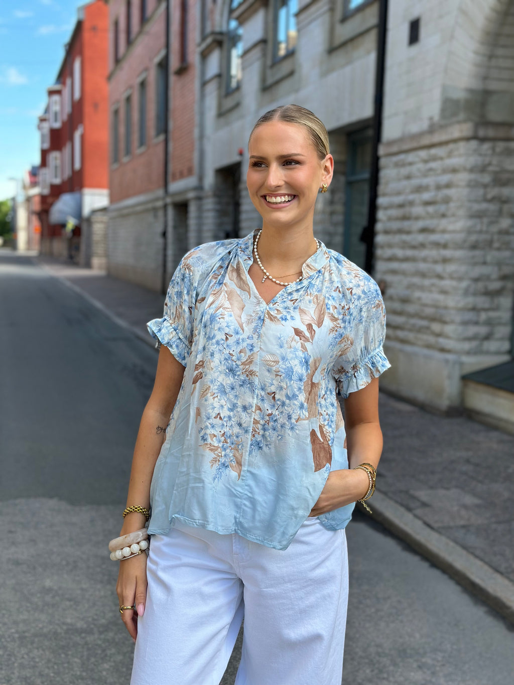 MOONDUST - SIFF ROSE BLOUSE MO5042 - SKY BLUE