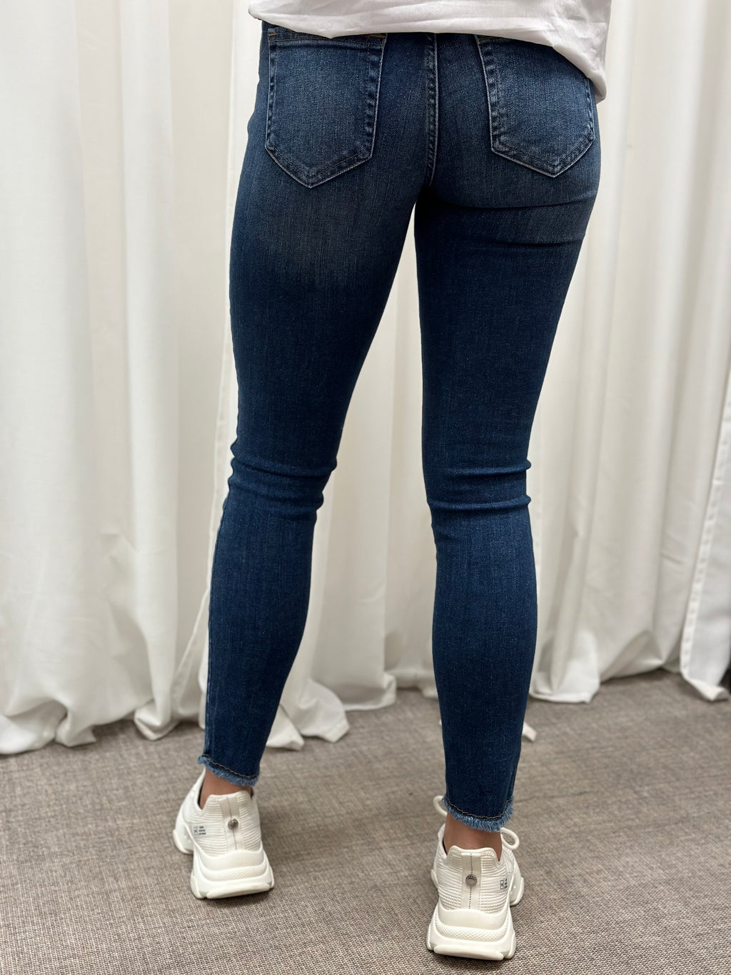 ONLY - BLUSH MID SK ANK RAW - MEDIUM BLUE DENIM