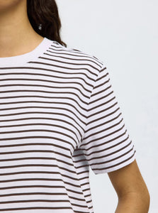 SELECTED FEMME - ESSENTIAL SS STRIPED BOXY TEE - DELICIOSO/BEIGHT WHITE