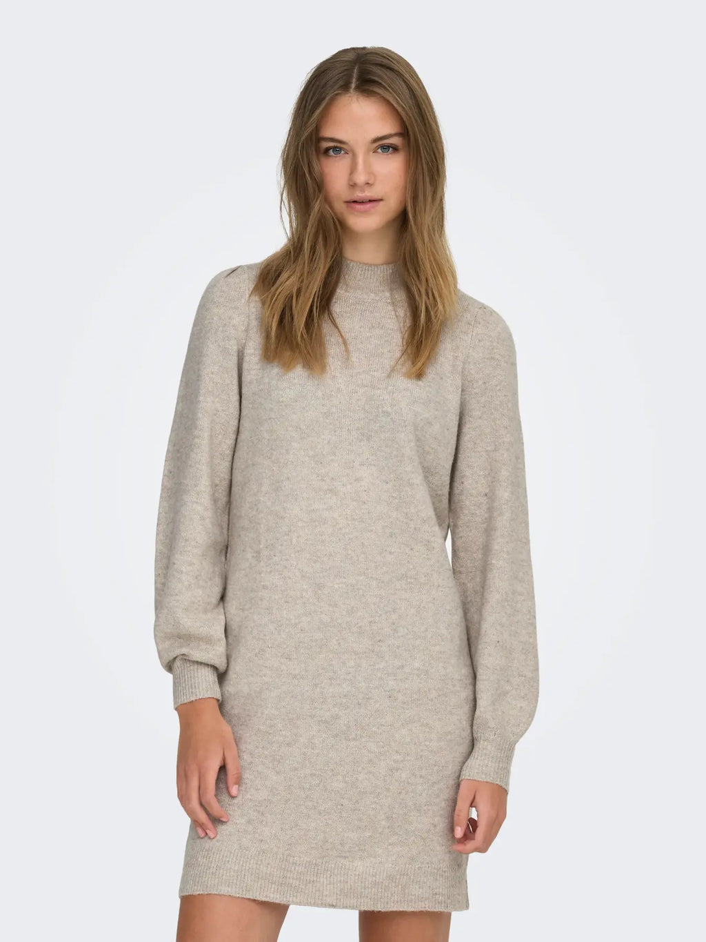 JDY - RUE LIFE L/S HIGH NECK DRESS - CHATEAU GRAY/MELANGE