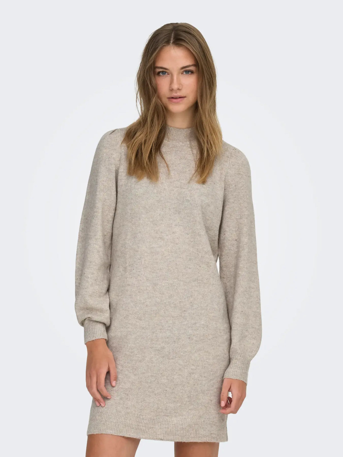 JDY - RUE LIFE L/S HIGH NECK DRESS - CHATEAU GRAY/MELANGE