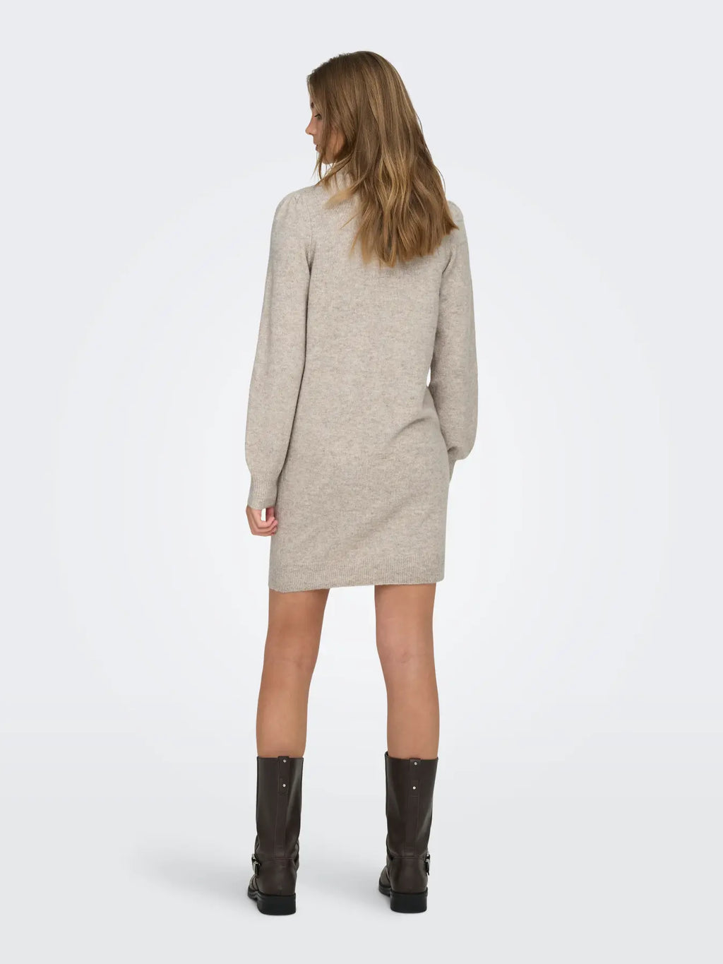 JDY - RUE LIFE L/S HIGH NECK DRESS - CHATEAU GRAY/MELANGE