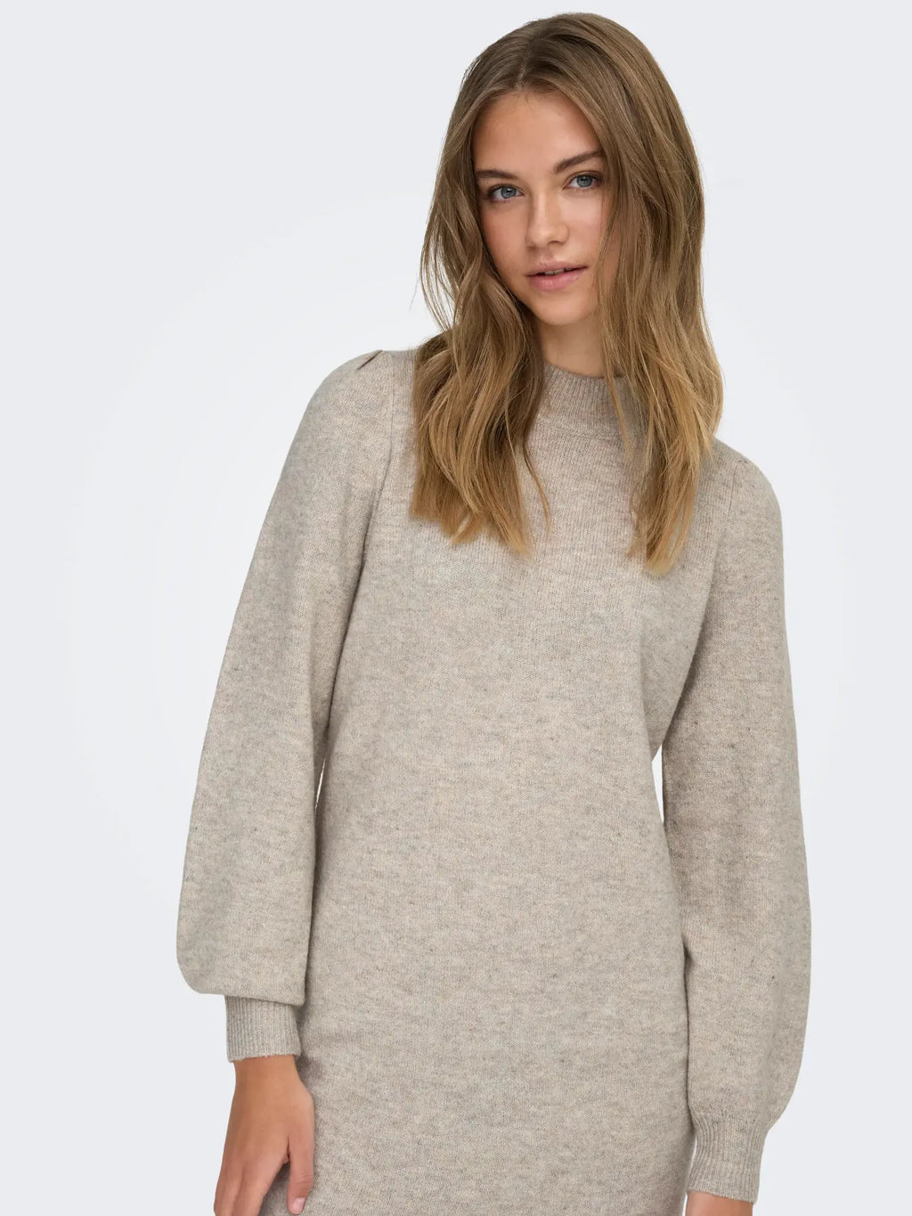 JDY - RUE LIFE L/S HIGH NECK DRESS - CHATEAU GRAY/MELANGE