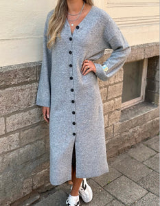 VEROMODA - NINNA LS V-NECK KNIT DRESS - DARK GREY MELANGE
