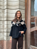 MARTA - KITTE SCARF - BLACK/BEIGE RUTIG
