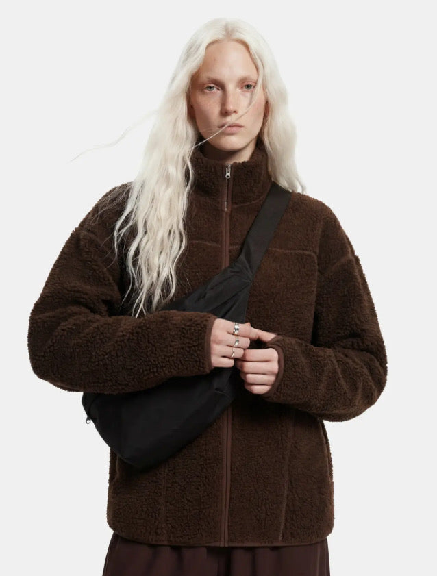 PIECES - SADIA TEDDY JACKET - HOT FUDGE