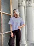 SELECTED FEMME - ESSENTIAL SS BOXY TEE - TOWNY PORT/BRIGHT WHITE STRIPED