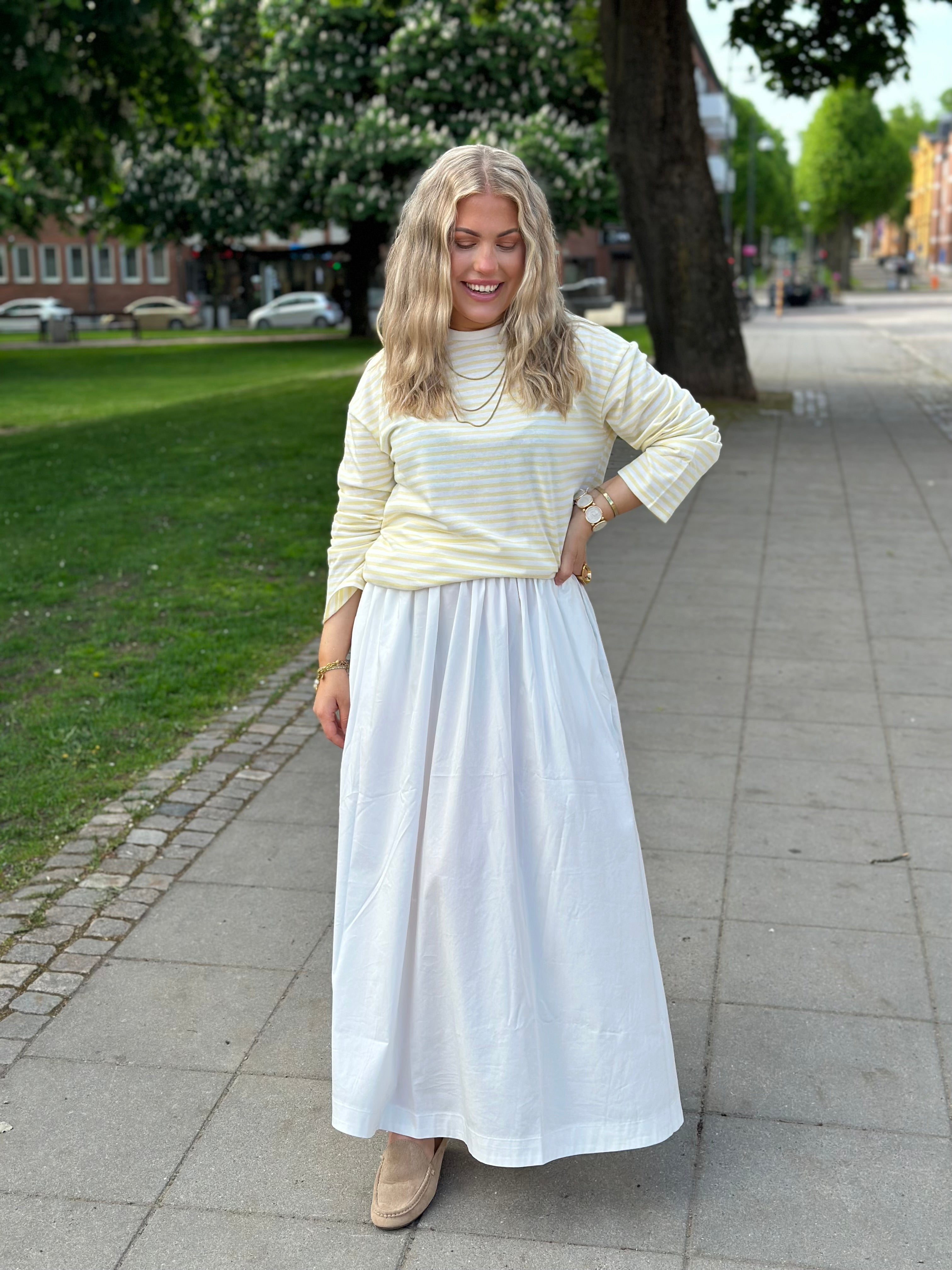 PIECES - SADIE LS TOP - BRIGHT WHITE/FRENCH VANILLA
