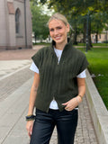 VEROMODA - BANG RIB SL HIGHNECK ZIPPER VEST - FOREST NIGHT MELANGE