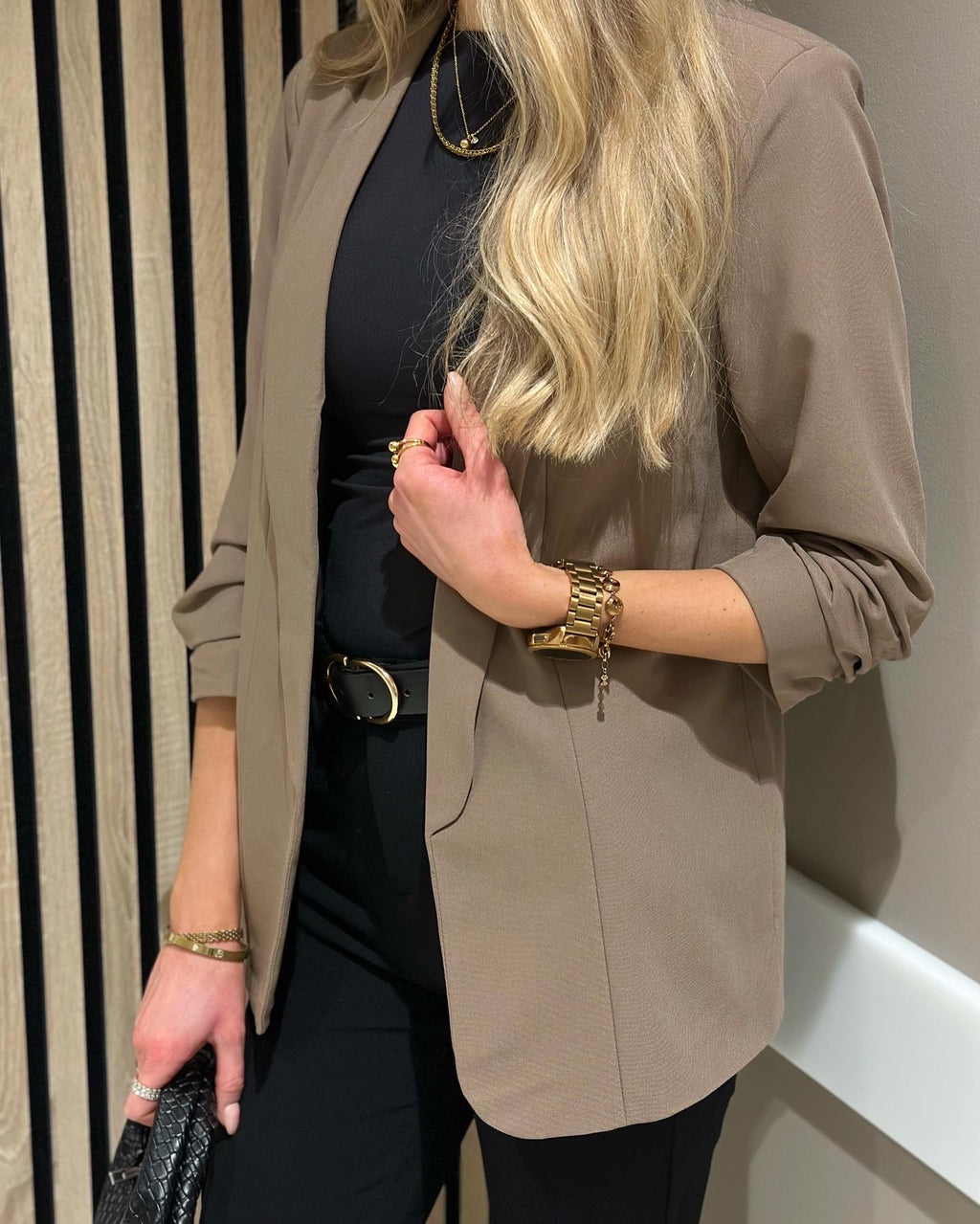 PIECES - BOSELLA 3/4 BLAZER - FOSSIL