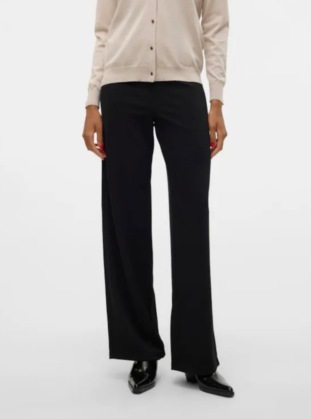 VERO MODA - BERLIN ZAMIRA MW WIDE PANT - BLACK