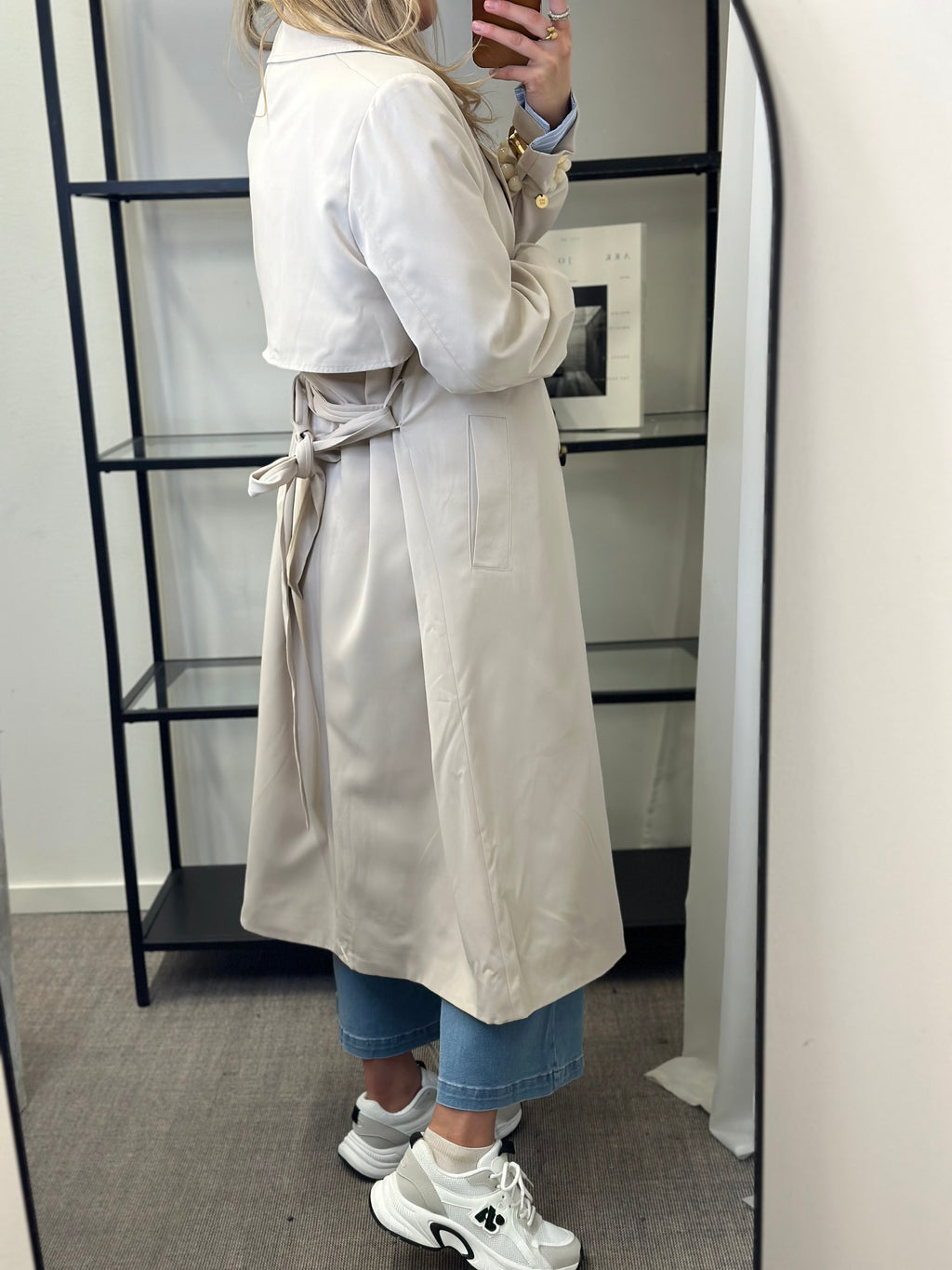 PIECES - SCARLETTE LS TRENCHCOAT - SILVER GREY