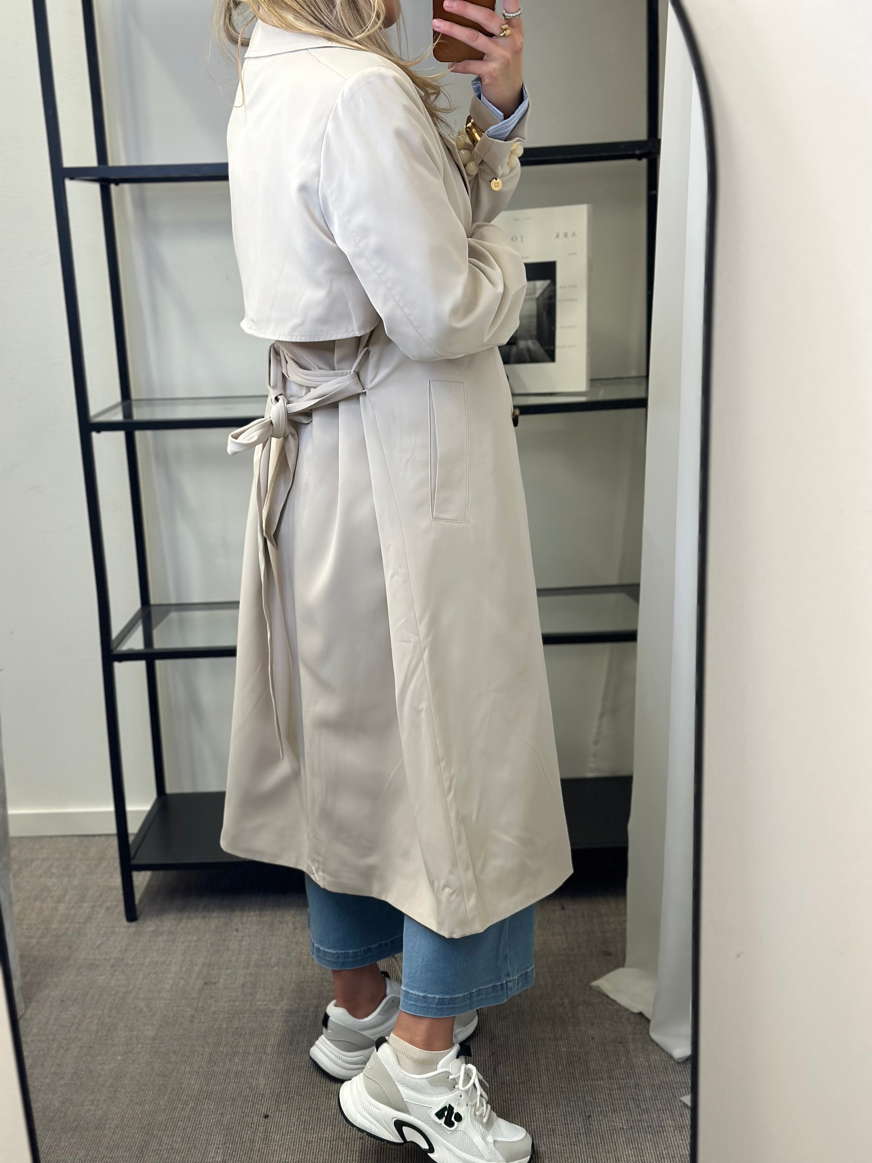PIECES - SCARLETTE LS TRENCHCOAT - SILVER GREY