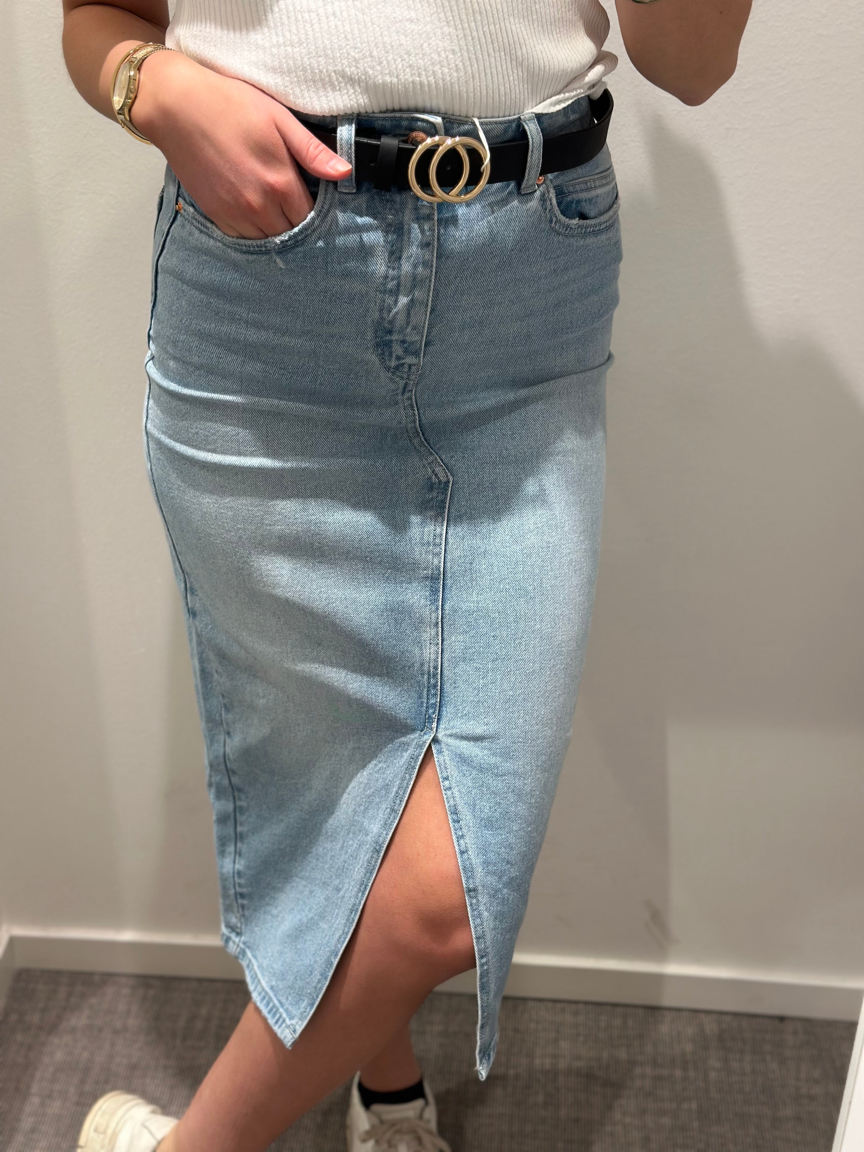 VERO MODA - VERI HR CALF DENIM SKIRT - LIGHT BLUE DENIM