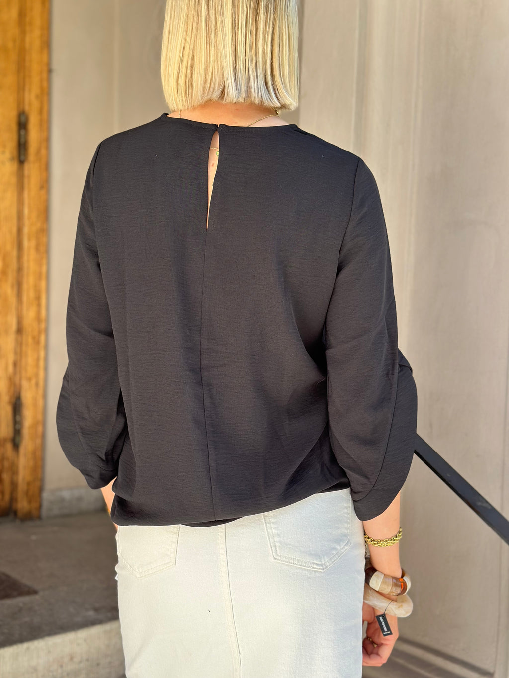 VEROMODA - ALVA 3/4 O-NECK TOP - BLACK