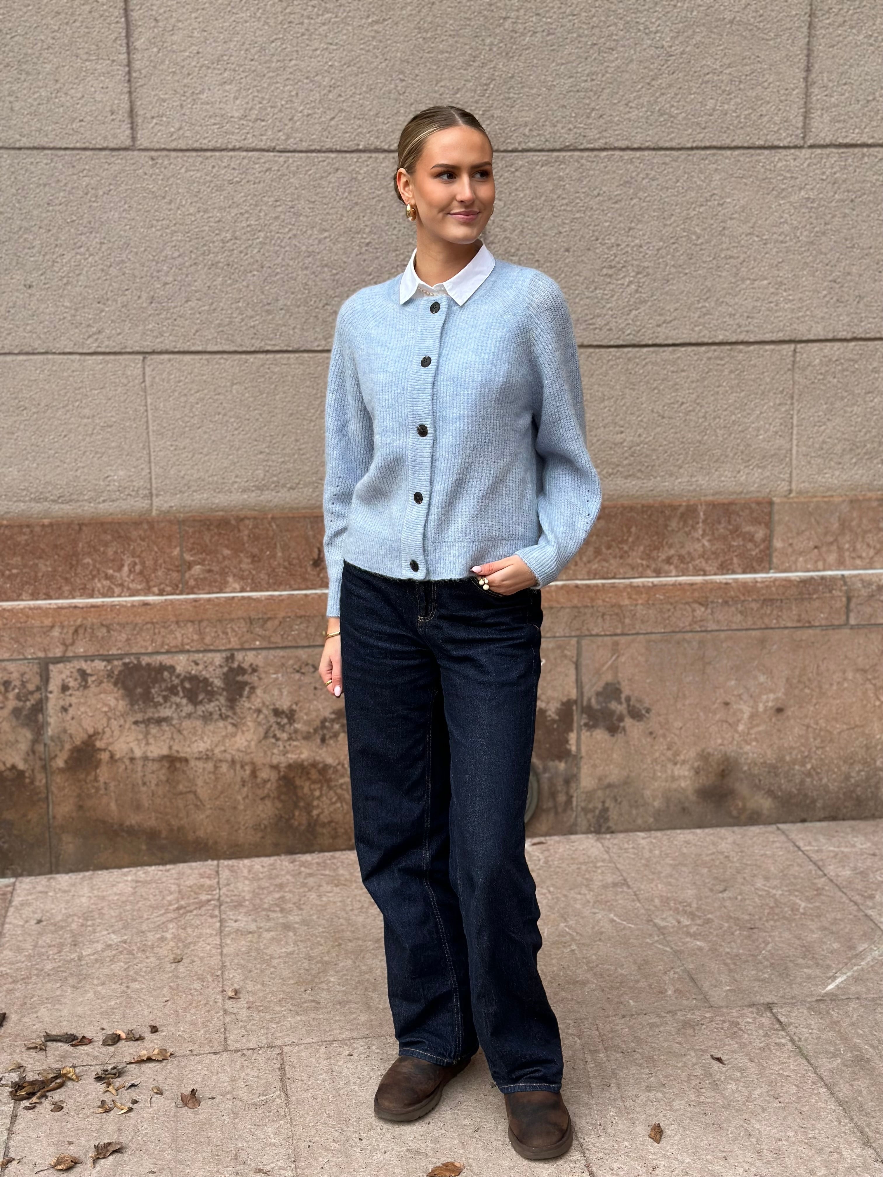 SELECTED FEMME - LULU SHORT CARDIGAN - CASHMERE BLUE/MELANGE