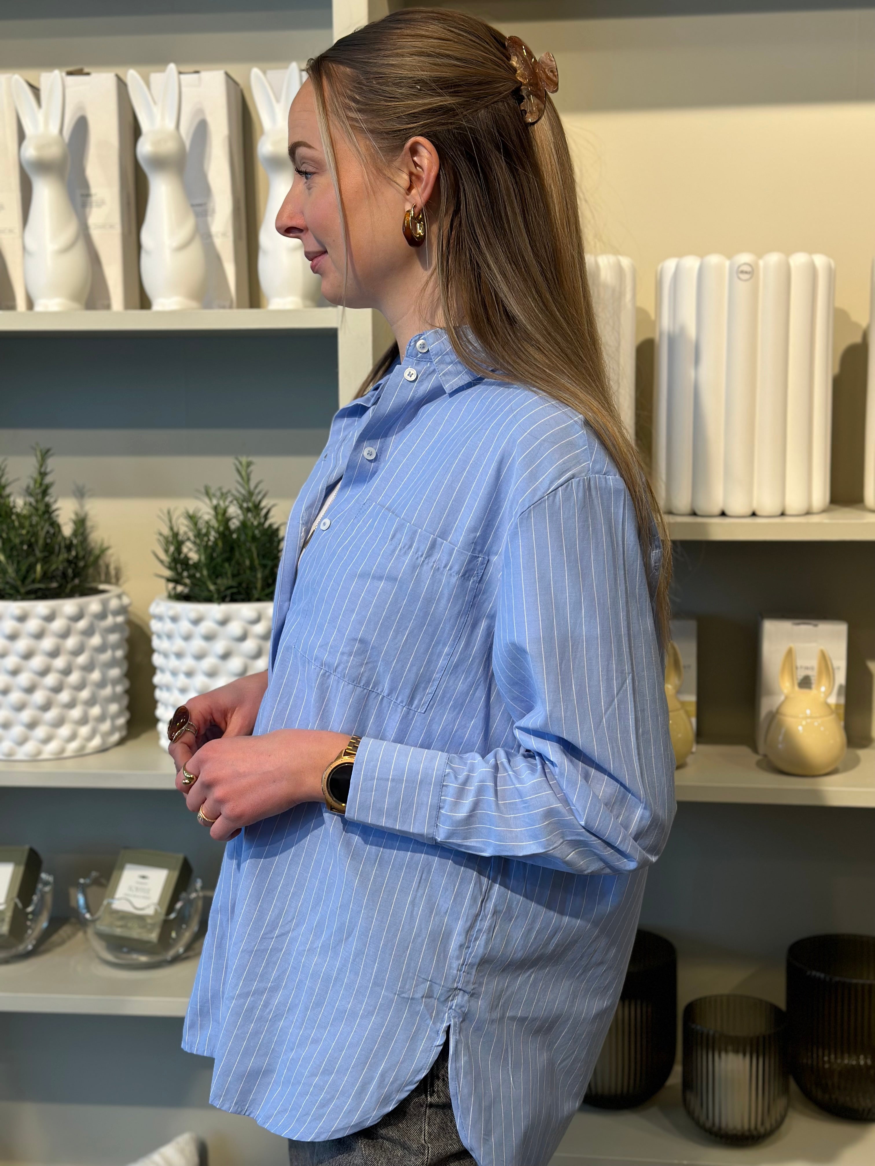 PIECES - MELIA LS LOOSE SHIRT - GRAPEMKIST/THIN BRIGH