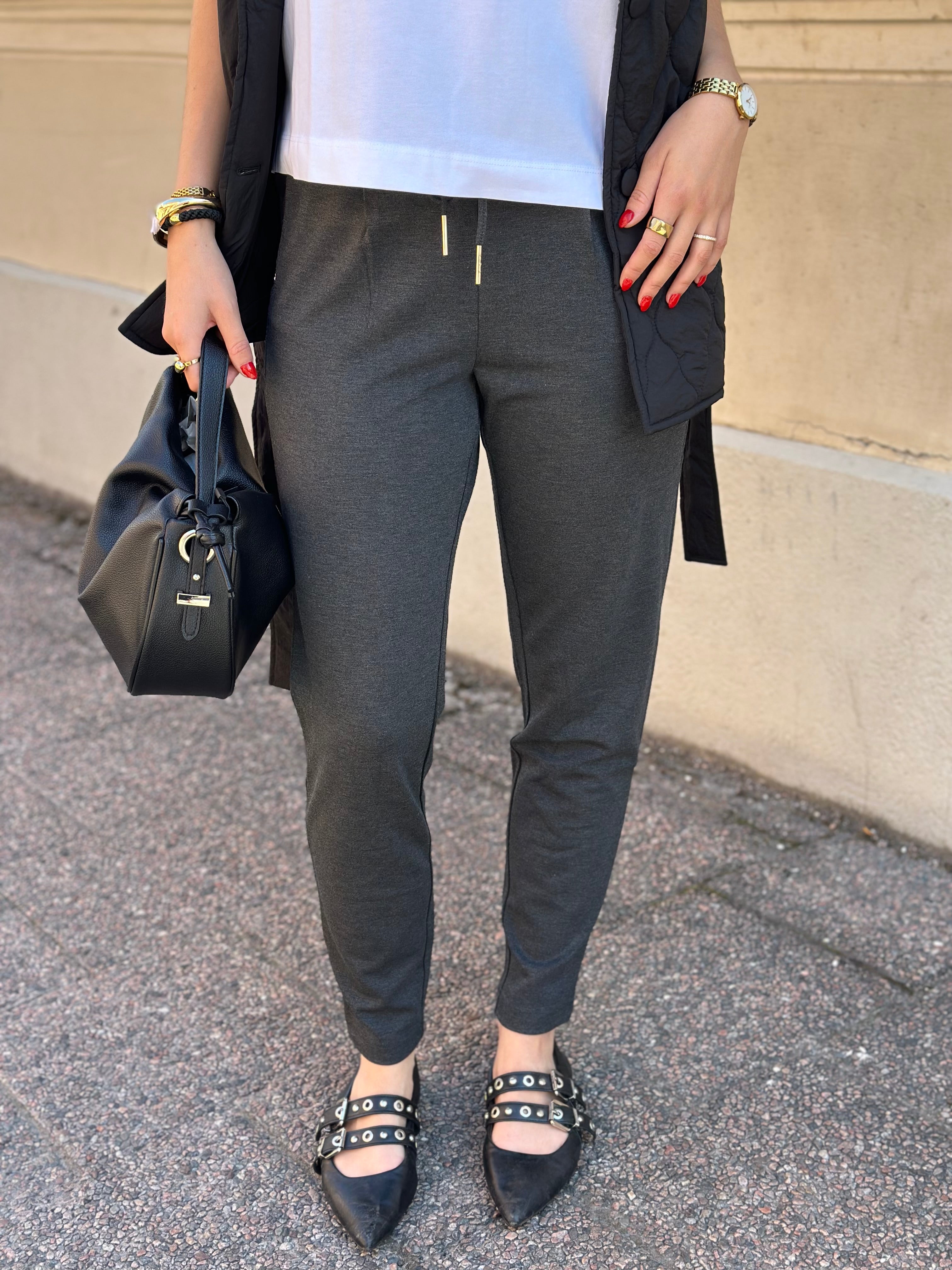 ONLY - POPTRASH PANT - DARK GREY MELANGE
