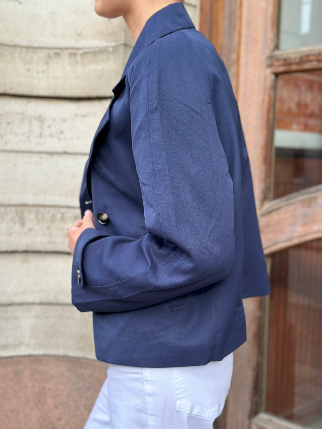 PIECES - SCARLETT LS SHORT TRENCHCOAT - MARITIME BLUE
