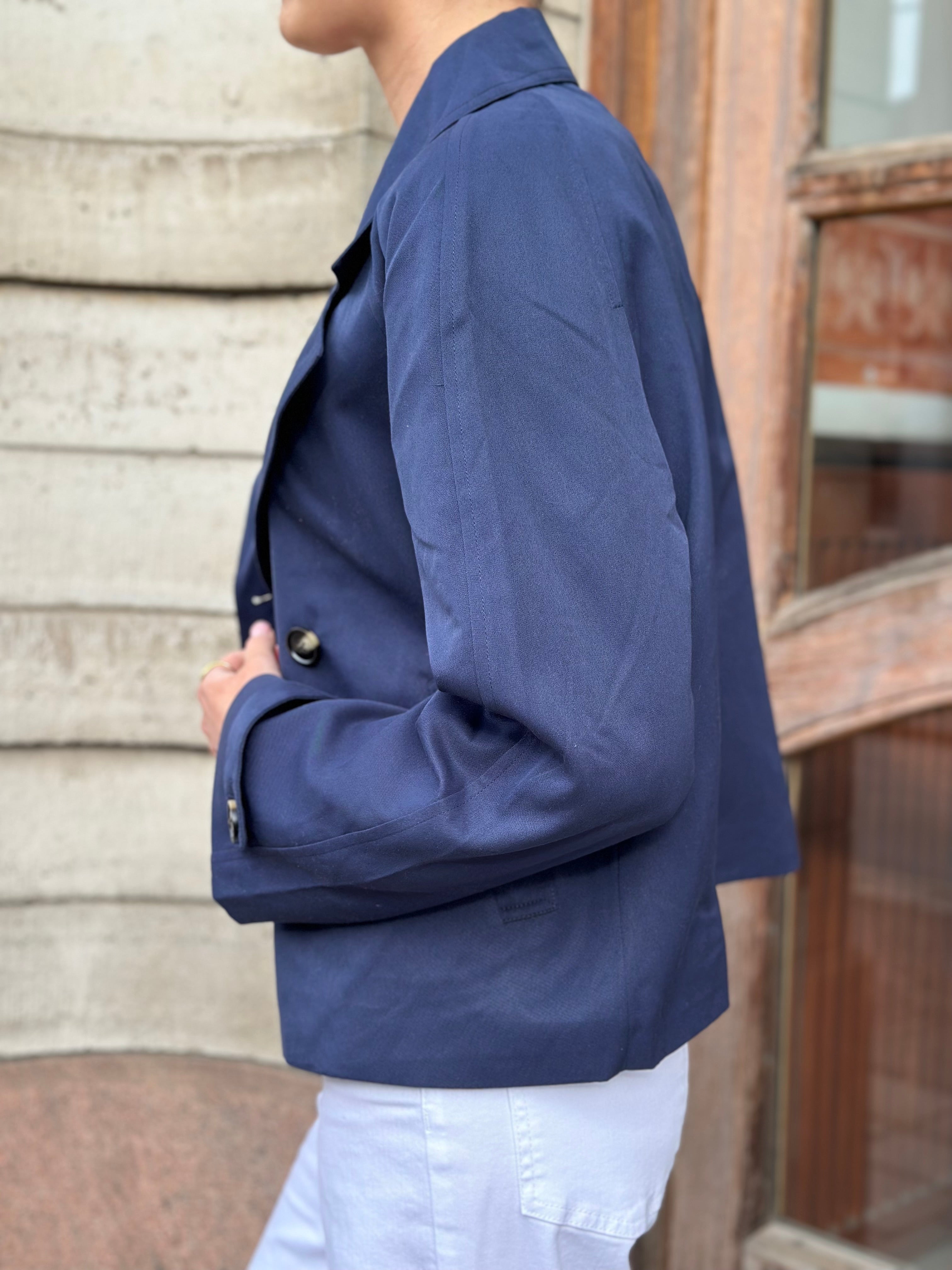 PIECES - SCARLETT LS SHORT TRENCHCOAT - MARITIME BLUE