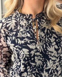 ONLY - DITSY L/S BLOUSE - NIGHT SKY/HEMA FLOWER