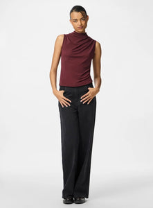 PIECES - MADISON SL DRAPED TOP - TAWNY PORT