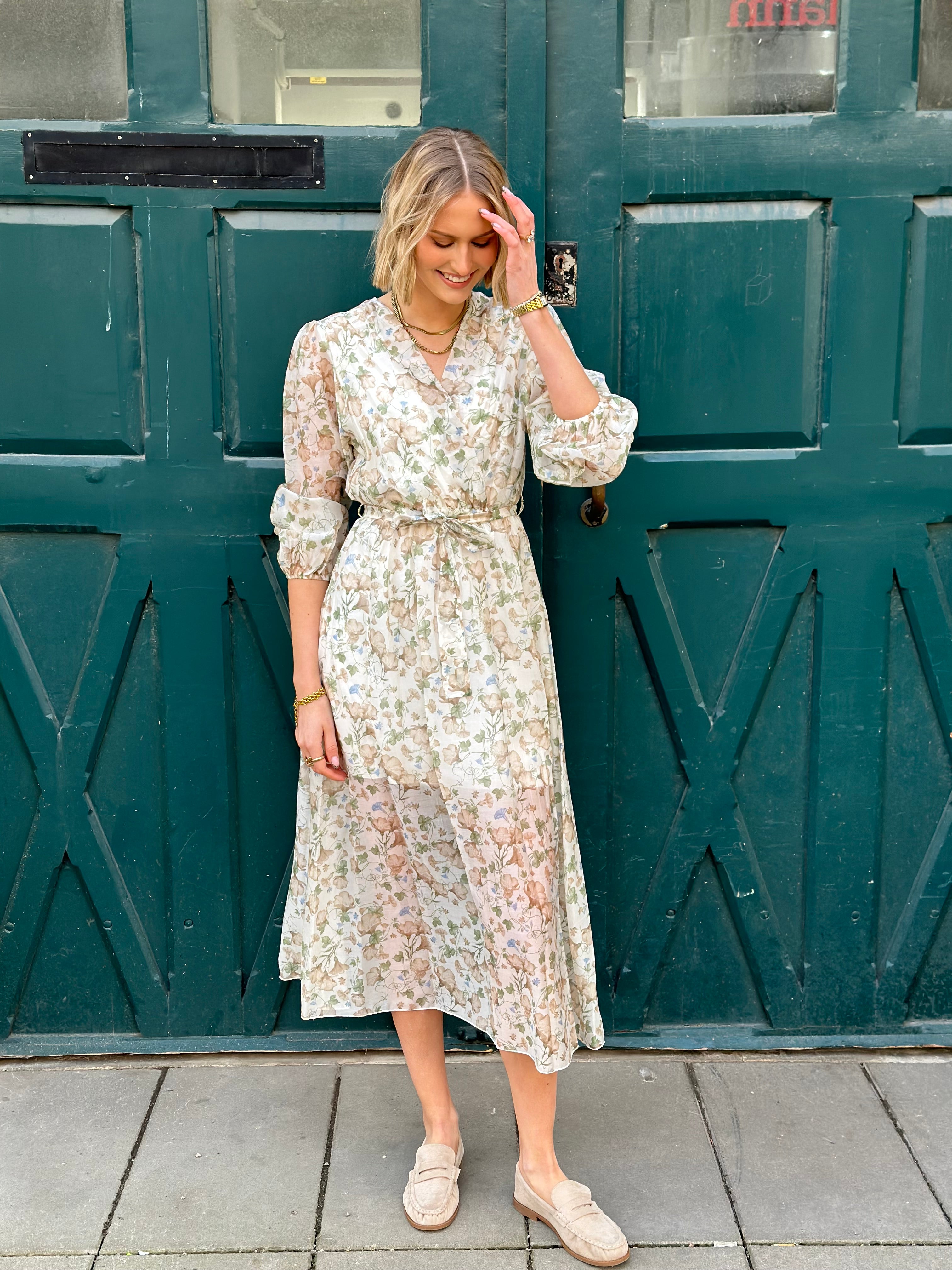 JÖRLEVIK - FLOWER DRESS - BEIGE