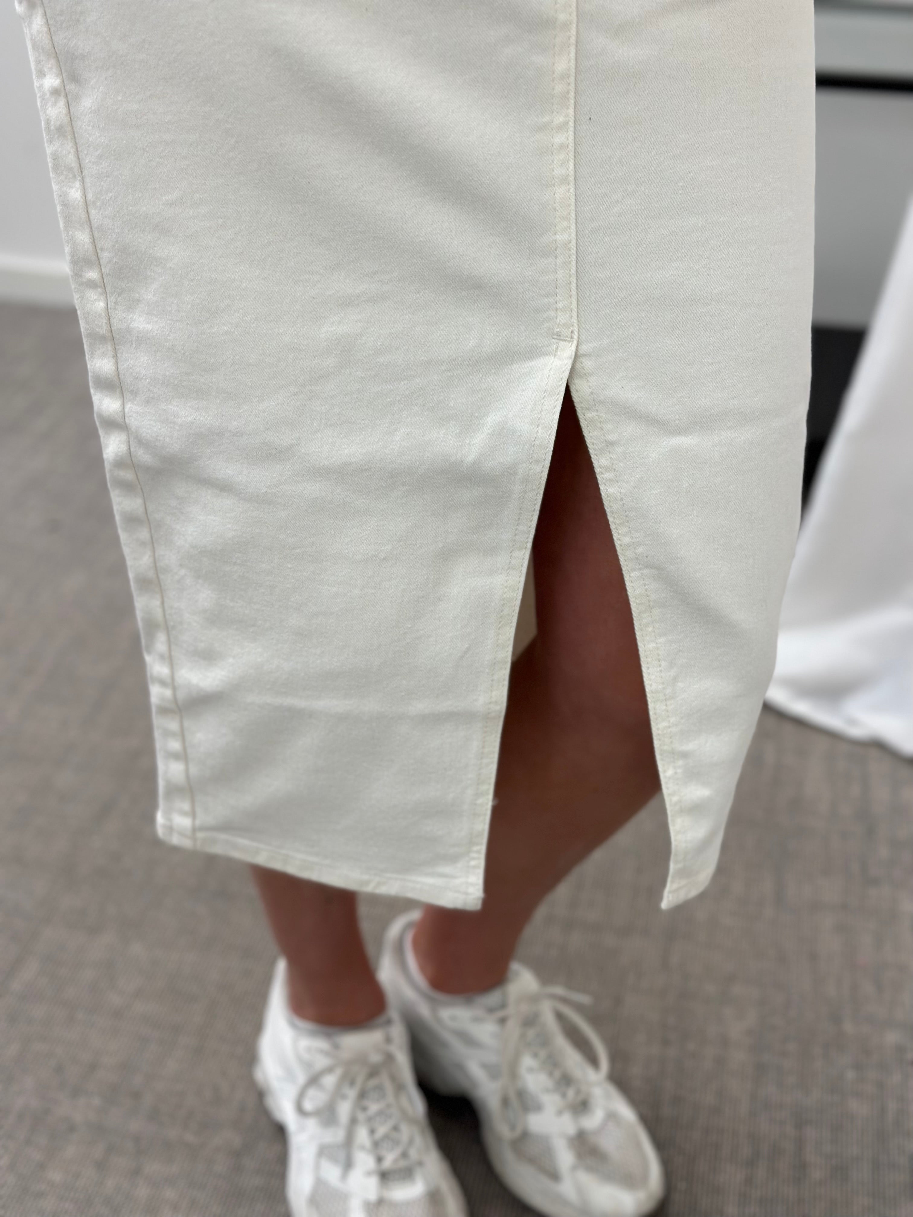 VERO MODA - VERI HR CALF DENIM SKIRT - ECRU