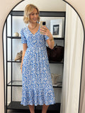 ONLY - CHINTI S/S LONG DRESS - MARINA/WHITE FLOWER