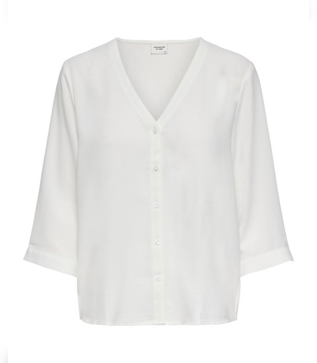 JDY - LION CAPOTE 3/4 SHIRT - CLOUD DANCER